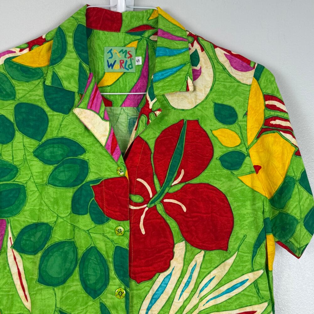Vintage Jams World Hawaiian Shirt Men's S Bold Floral Aloha